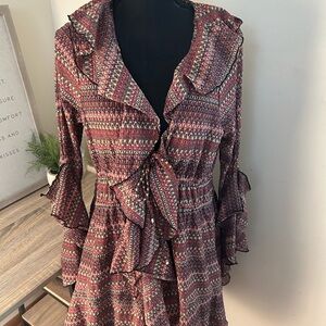 Vintage Free People Multicolor Ruffle top/ jacket